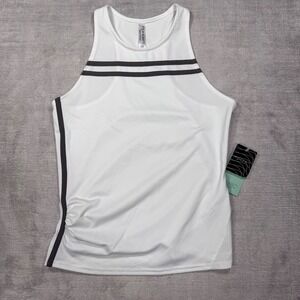 inPHORM Shirt Womens XS White Onyx Striped Ruched Tennis Gym Tank Top Pickleball